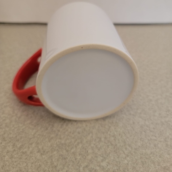 RED & WHITE CERAMIC MUG & spoon set, 11oz, white, coffee mug, New in box - Picture 3 of 4
